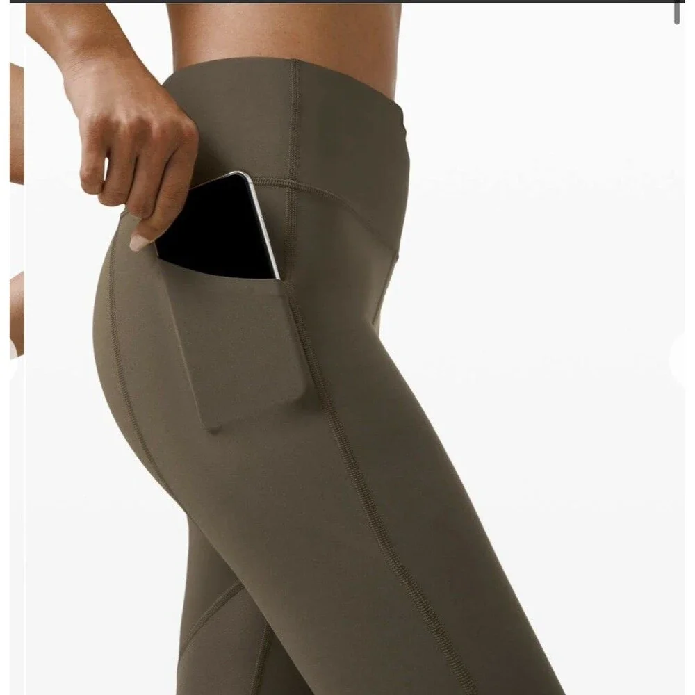 Lululemon Pace Rival High-Rise Crop Leggings Women’s Size 8 Dark Olive Green 22”